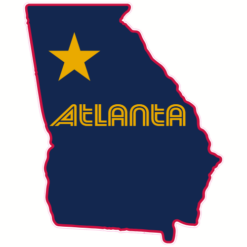 Atlanta Georgia State Shaped Sticker – vinyl decal printed in the USA