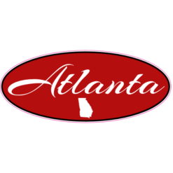 Atlanta Red Stretched Oval Decal – vinyl decal printed in the USA