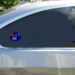 Australia Flag Sydney Opera House Oval Car Sticker shown on a vehicle rear window