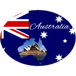 Australia Flag Sydney Opera House Oval Sticker – vinyl decal printed in the USA