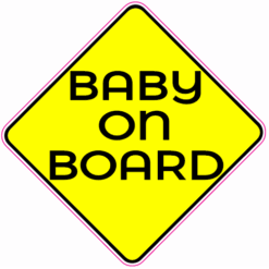 Baby On Board Caution Sign Sticker – vinyl decal printed in the USA