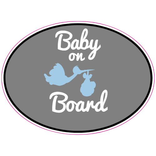 Baby on Board Stork Sticker – vinyl decal printed in the USA