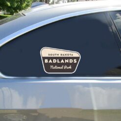 Badlands National Park Car Sticker shown on a vehicle rear window