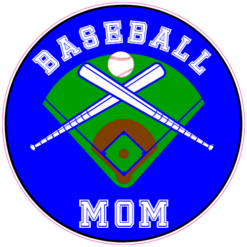 Baseball Mom Blue Circle Sticker – vinyl decal printed in the USA