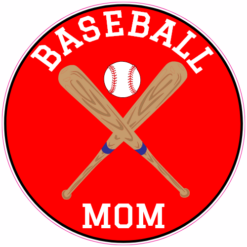 Baseball Mom Red Circle Sticker – vinyl decal printed in the USA