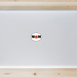 Basketball Mom Laptop Sticker shown on a laptop lid