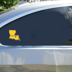 Baton Rouge Louisiana State Car Sticker shown on a vehicle rear window