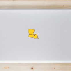 Baton Rouge Louisiana State Laptop Sticker shown on a laptop lid