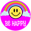 Be Happy Rainbow Smiley Face Circle Sticker – vinyl decal printed in the USA