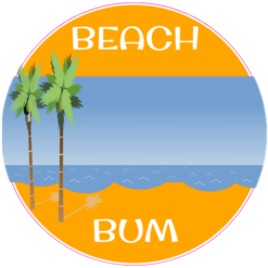 Beach Bum Circle Sticker – vinyl decal printed in the USA