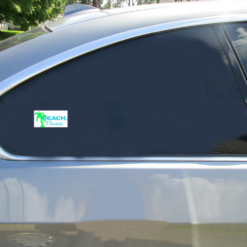 Beach Please Bumper Car Sticker shown on a vehicle rear window