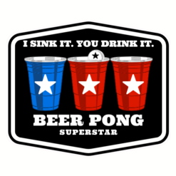 Beer Pong Superstar Sticker – vinyl decal printed in the USA