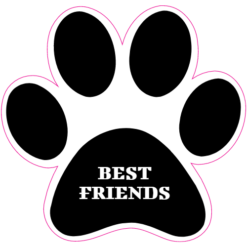 Best Friends Dog Paw Sticker – vinyl decal printed in the USA