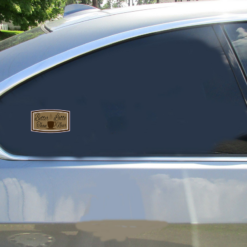 Better Latte Than Never Car Sticker shown on a vehicle rear window