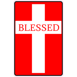 Blessed Christian Cross Red Sticker – vinyl decal printed in the USA