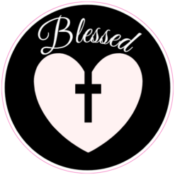 Blessed Cross Heart Sticker – vinyl decal printed in the USA