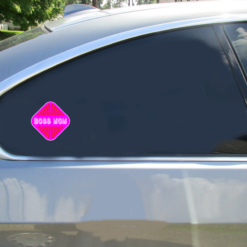 Boss Mom Retro Car Sticker shown on a vehicle rear window