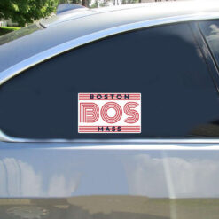 Boston Mass USA Car Sticker shown on a vehicle rear window