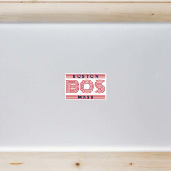 Boston Mass USA Laptop Sticker shown on a laptop lid