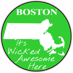 Boston Wicked Awesome Green Circle Decal – vinyl decal printed in the USA