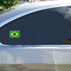 Brazil Flag Car Sticker shown on a vehicle rear window