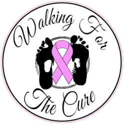 Breast Cancer Awareness Walking For The Cure Sticker – vinyl decal printed in the USA