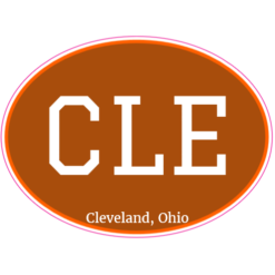 CLE Cleveland Ohio Brown Oval Decal – vinyl decal printed in the USA