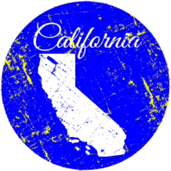 California State Distressed Circle Sticker – vinyl decal printed in the USA