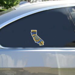 California Tie Dye State Car Sticker shown on a vehicle rear window