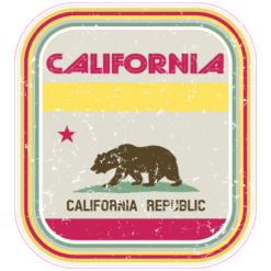 California Vintage Retro Flag Sticker – vinyl decal printed in the USA