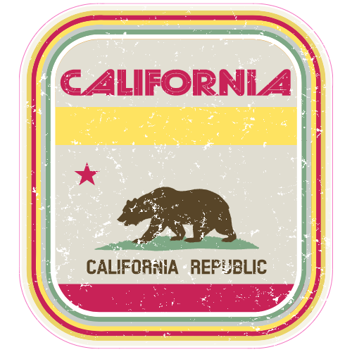 California Vintage Retro Flag Sticker – vinyl decal printed in the USA