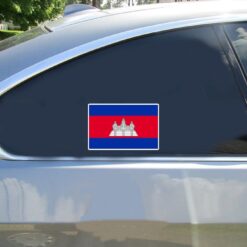 Cambodia Flag Car Sticker shown on a vehicle rear window