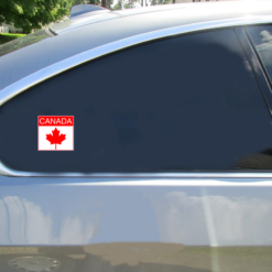 Canada Maple Leaf Square Car Sticker shown on a vehicle rear window