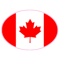 Canadian Flag Oval Sticker – vinyl decal printed in the USA
