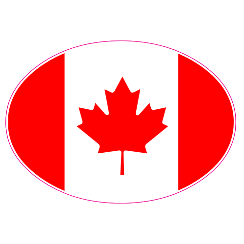 Canadian Flag Oval Sticker – vinyl decal printed in the USA