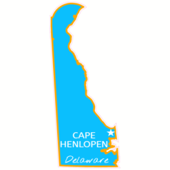 Cape Henlopen Delaware State Shaped Sticker – vinyl decal printed in the USA