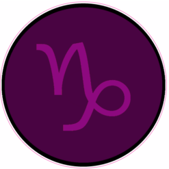 Capricorn Zodiac Symbol Purple Circle Sticker – vinyl decal printed in the USA
