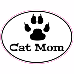 Cat Mom Oval Sticker – vinyl decal printed in the USA
