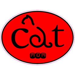 Cat Mom Red Oval Sticker – vinyl decal printed in the USA