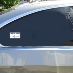 Catch And Release Marlin Car Sticker shown on a vehicle rear window