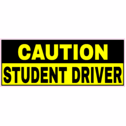 Caution Student Driver Bumper Sticker – vinyl decal printed in the USA