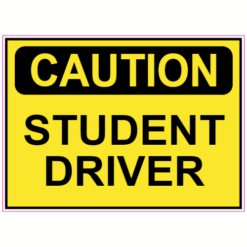 Caution Student Driver Sticker – vinyl decal printed in the USA