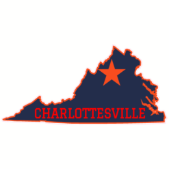 Charlottesville Virginia State Shaped Sticker – vinyl decal printed in the USA