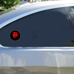 Che Guevara Revolucion Black Red Circle Car Decal shown on a vehicle rear window