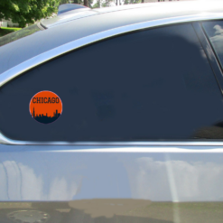 Chicago Circle Car Sticker shown on a vehicle rear window