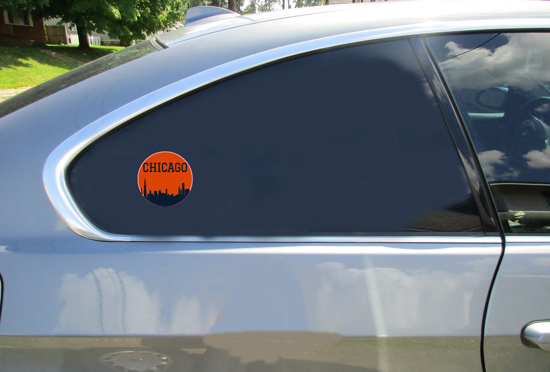 Chicago Circle Car Sticker shown on a vehicle rear window