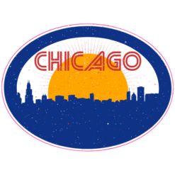 Chicago Retro City Oval Sticker – vinyl decal printed in the USA