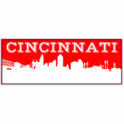 Cincinnati Ohio Skyline Red Sticker – vinyl decal printed in the USA