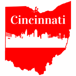 Cincinnati Ohio Skyline State Shaped Sticker – vinyl decal printed in the USA