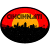 Cincinnati Red Black Oval City Sticker – vinyl decal printed in the USA